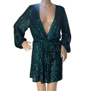 Club L London Womens Sequin Wrap Front Top